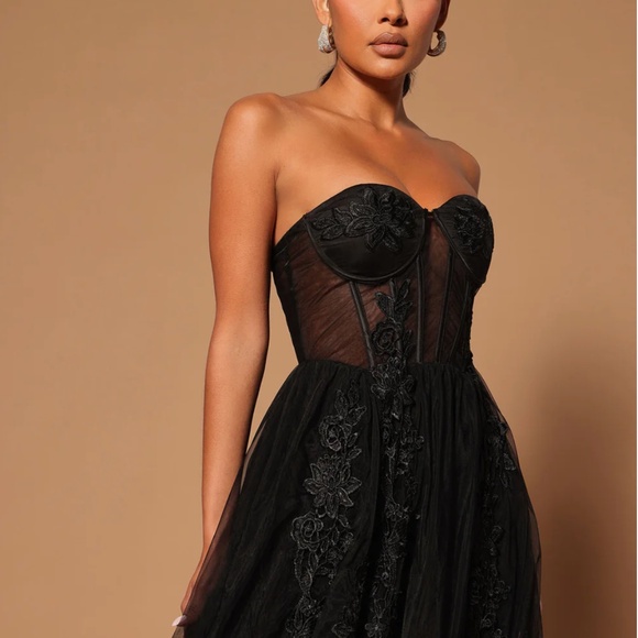Fashion Nova Dresses & Skirts - *SOLD* Always And Forever Embroidered Tulle Gown - Black